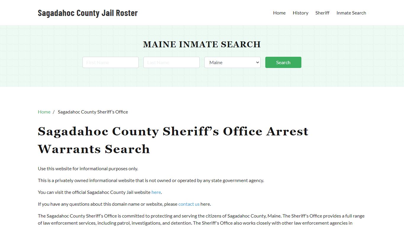 Sagadahoc County Sheriff Office, ME, Arrest Warrants Search