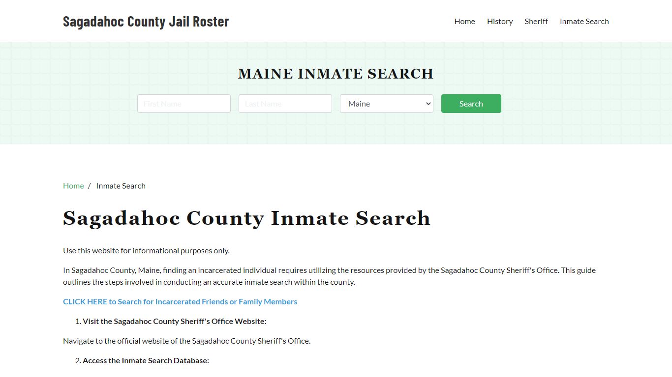 Sagadahoc County, ME Detainee Lookup