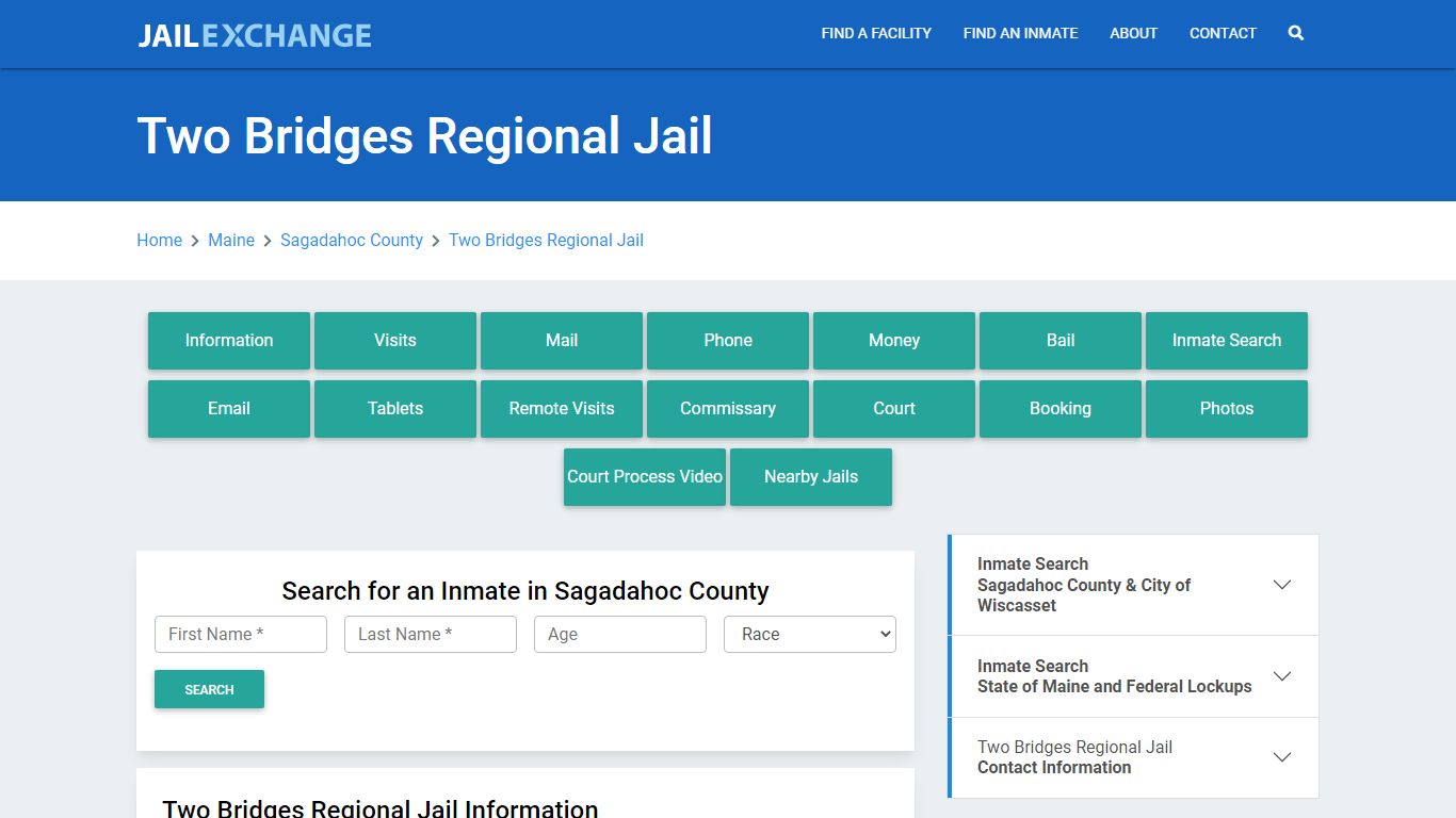 Two Bridges Regional Jail Roster Lookup, ME, Inmate Search