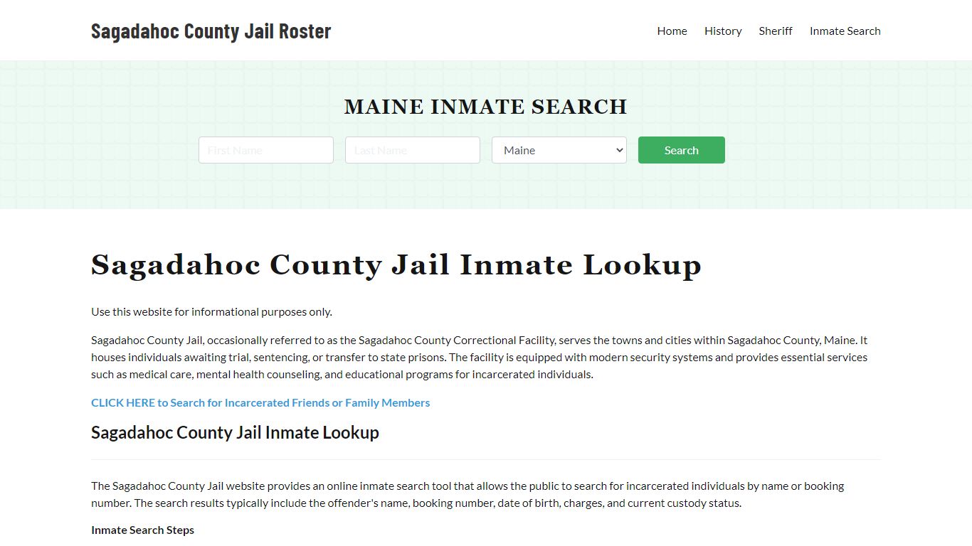 Sagadahoc County Jail Roster Lookup, ME, Inmate Search