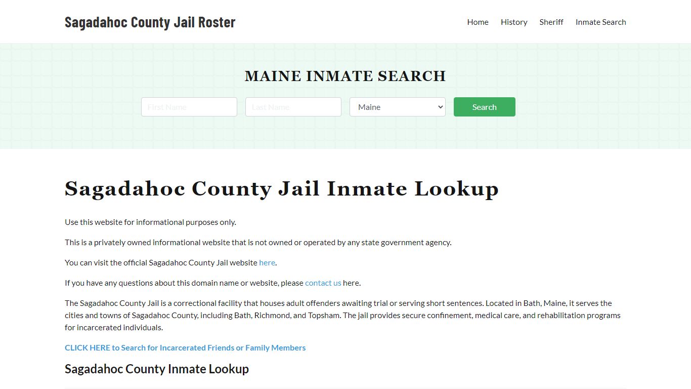 Sagadahoc County Jail Roster Lookup, ME, Inmate Search